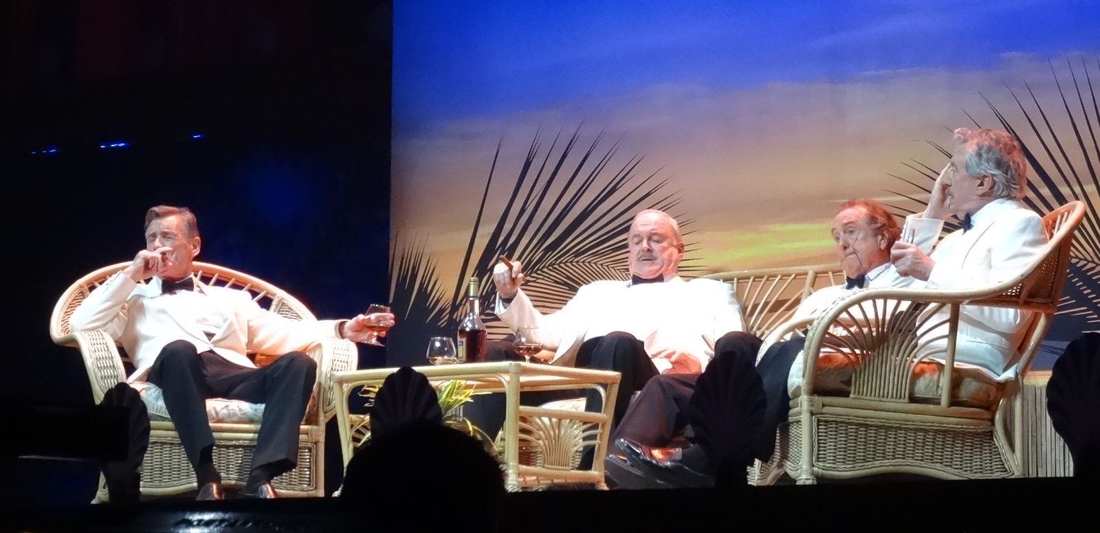 Monty Python performing the Four Yorkshiremen sketch, 2014. Archive performance photograph, not a Life of Brian still. Photo: